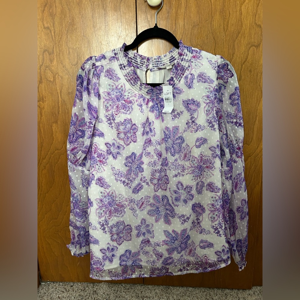 LOFT Lavender Floral Blouse